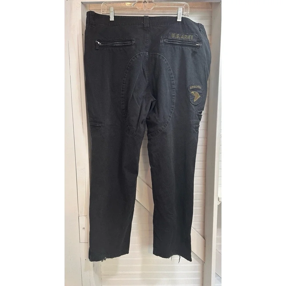 Free Knight Cargo Pants Men's 38 black tactical jeans Thrashed Y2K Skater grunge